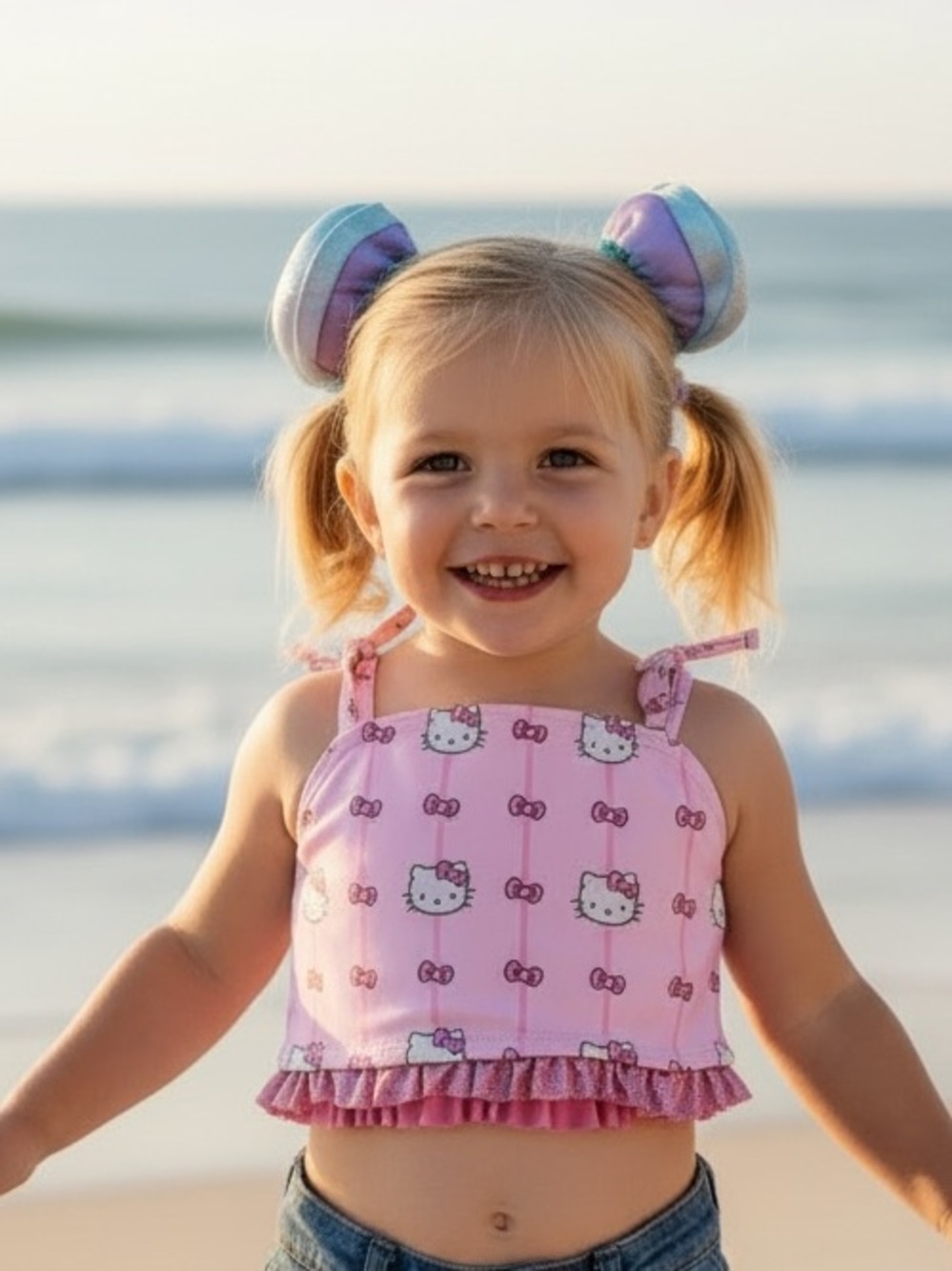 Pink Hello Kitty Ruffle Bikini Top 3T